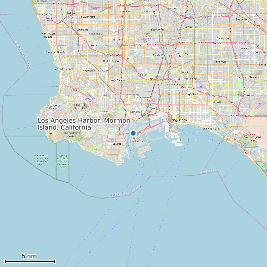 Map of Los Angeles Harbor, Mormon Island, California Tide Prediction Station
