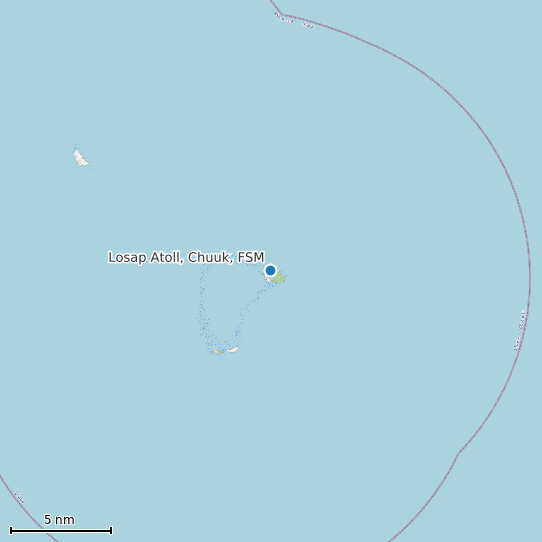 Map of Losap Atoll, Chuuk, FSM Tide Prediction Station