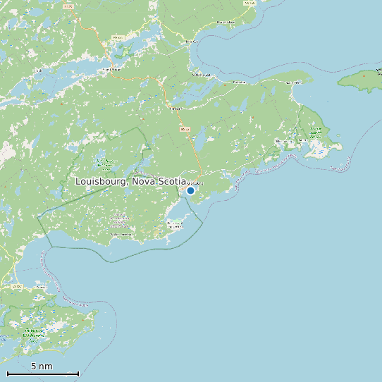 Map of Louisbourg, Nova Scotia Tide Prediction Station