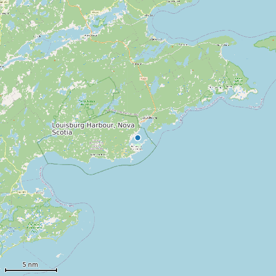 Map of Louisburg Harbour, Nova Scotia Tide Prediction Station