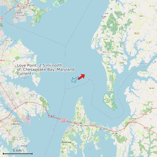 Map of Love Point, 2.5 mi north of, Chesapeake Bay, Maryland Current Prediction Station
