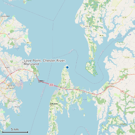 Map of Love Point, Chester River, Maryland Tide Prediction Station