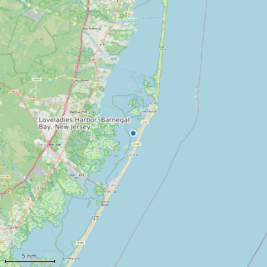 Map of Loveladies Harbor, Barnegat Bay, New Jersey Tide Prediction Station