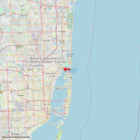 Map of Bakers Haulover Cut, Miami Harbor, Florida Current Prediction Station