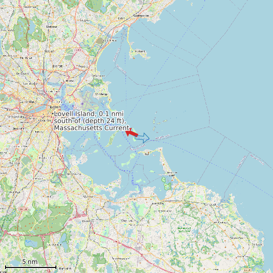Map of Lovell Island, 0.1 nmi south of (depth 24 ft), Massachusetts Current Prediction Station