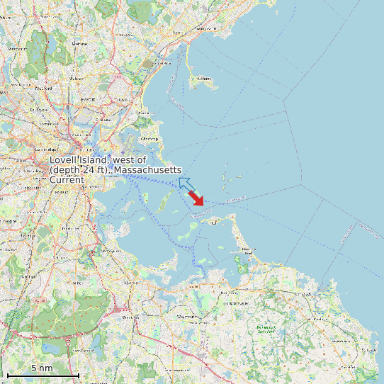 Map of Lovell Island, west of (depth 24 ft), Massachusetts Current Prediction Station