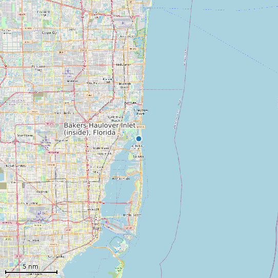 Map of Bakers Haulover Inlet (inside), Florida Tide Prediction Station