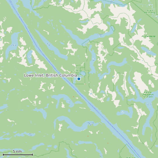 Map of Lowe Inlet, British Columbia Tide Prediction Station