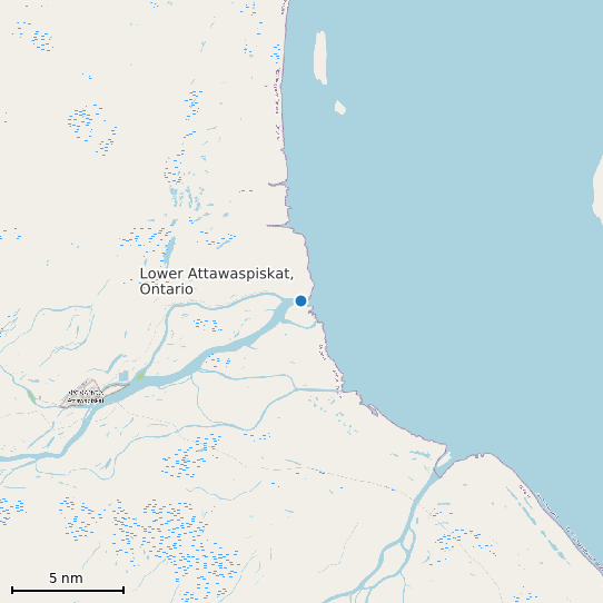 Map of Lower Attawaspiskat, Ontario Tide Prediction Station