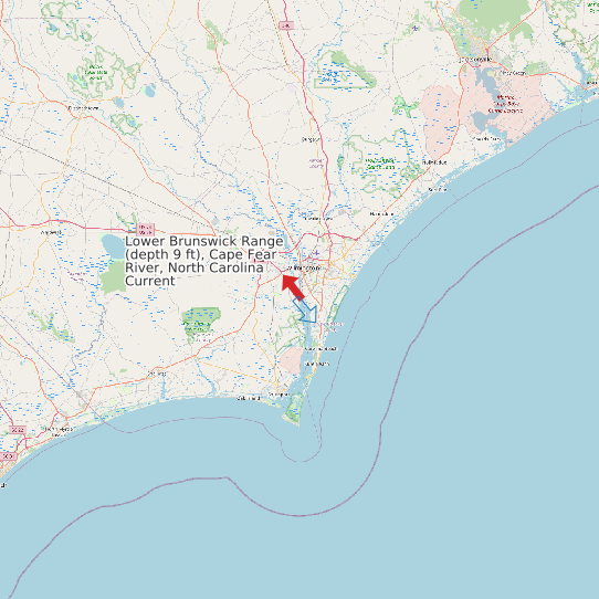Lower Brunswick Range (depth 9 ft), Cape Fear River, North Carolina Current map