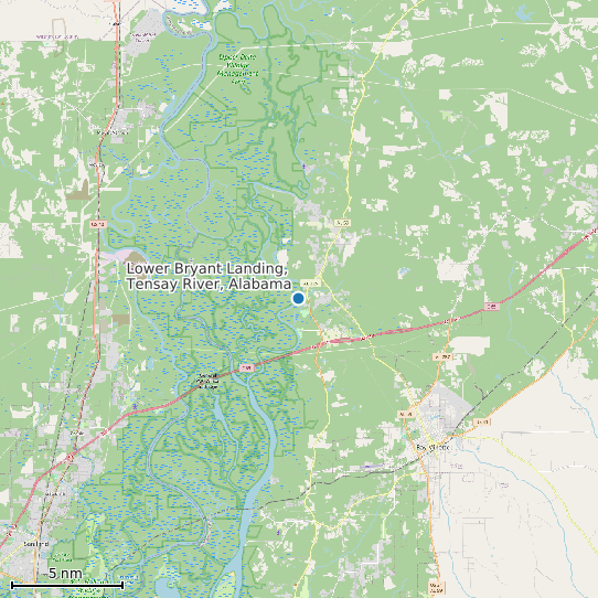 Map of Lower Bryant Landing, Tensay River, Alabama Tide Prediction Station