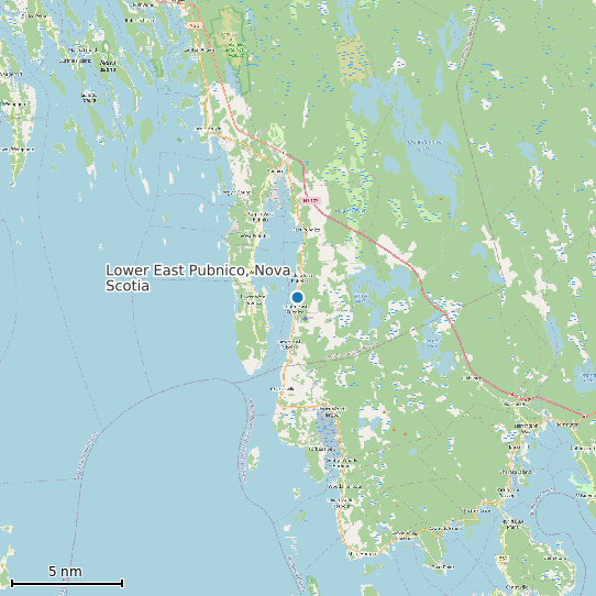 Map of Lower East Pubnico, Nova Scotia Tide Prediction Station