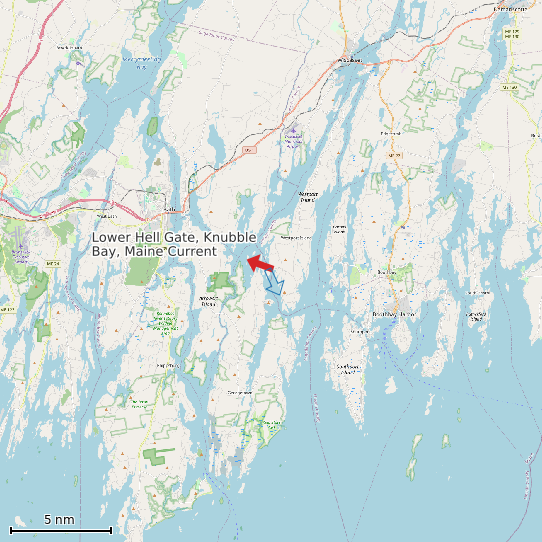 Map of Lower Hell Gate, Knubble Bay, Maine Current Prediction Station