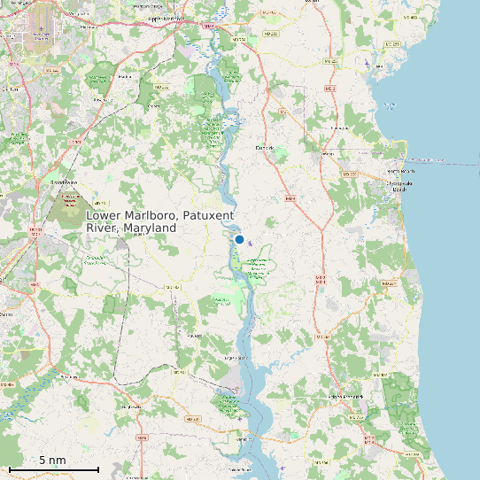 Map of Lower Marlboro, Patuxent River, Maryland Tide Prediction Station