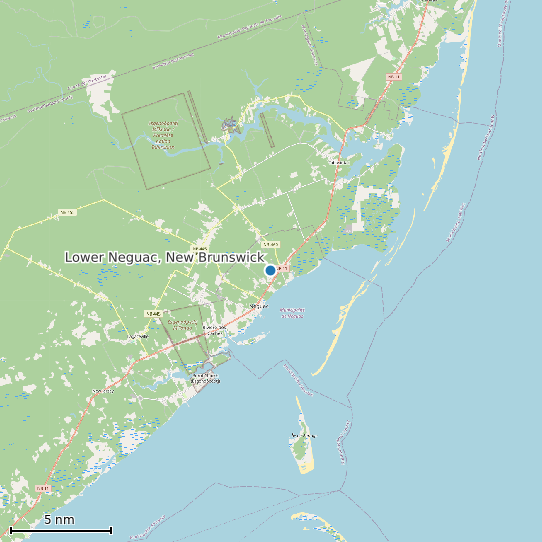 Map of Lower Neguac, New Brunswick Tide Prediction Station