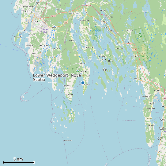 Map of Lower Wedgeport, Nova Scotia Tide Prediction Station