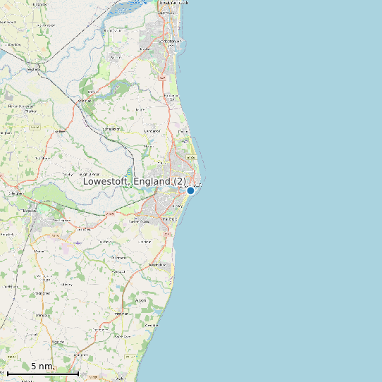 Map of Lowestoft, England (2) Tide Prediction Station