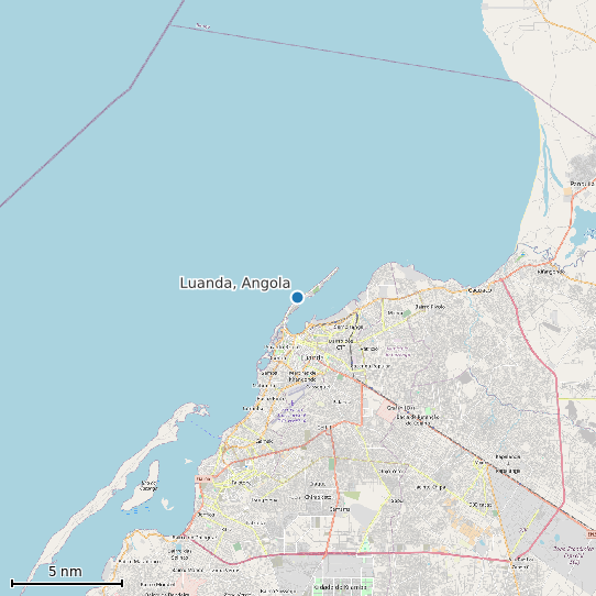 Map of Luanda, Angola Tide Prediction Station