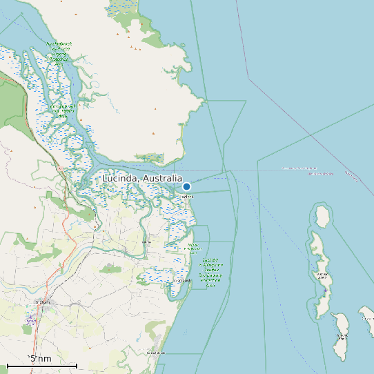 Map of Lucinda, Australia Tide Prediction Station
