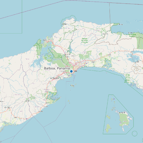 Map of Balboa, Panama Tide Prediction Station
