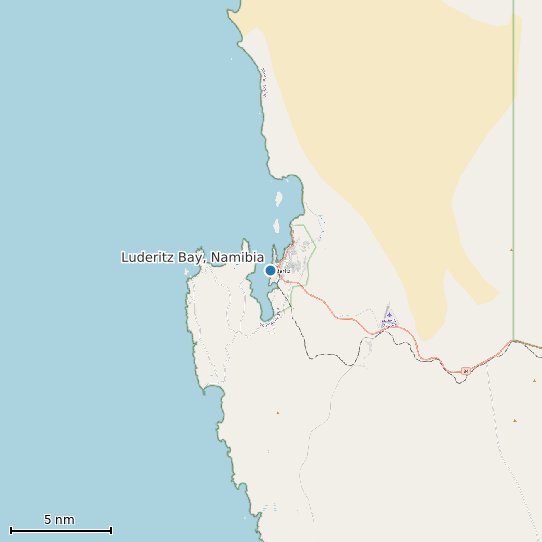 Map of Luderitz Bay, Namibia Tide Prediction Station