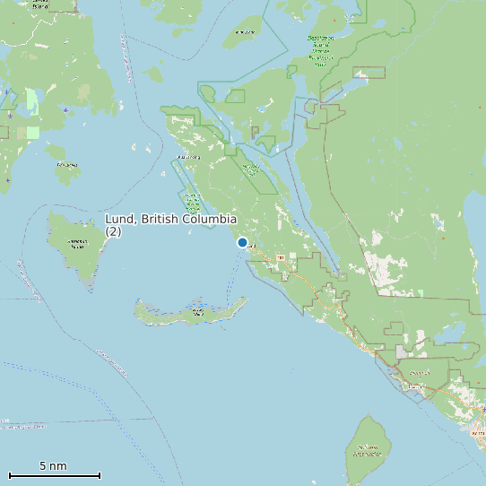 Map of Lund, British Columbia (2) Tide Prediction Station