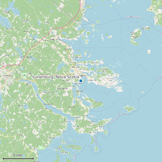 Map of Lunenburg, Nova Scotia Tide Prediction Station
