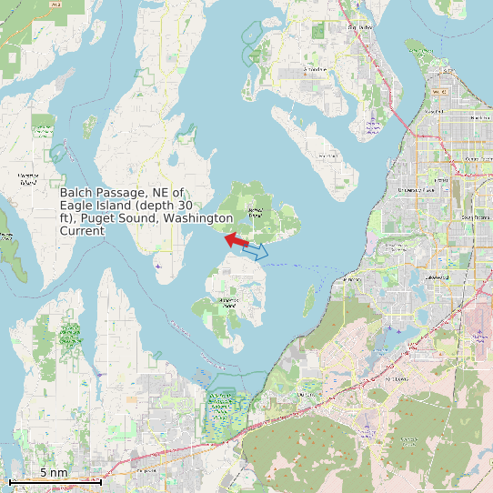 Map of Balch Passage, NE of Eagle Island (depth 30 ft), Puget Sound, Washington Current Prediction Station