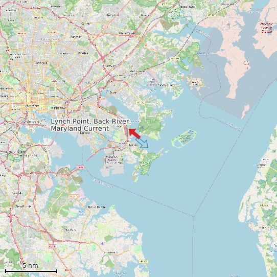 Map of Lynch Point, Back River, Maryland Current Prediction Station