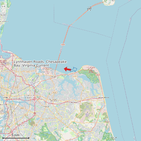 Map of Lynnhaven Roads, Chesapeake Bay, Virginia Current Prediction Station