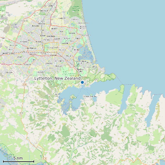 Map of Lyttelton, New Zealand Tide Prediction Station