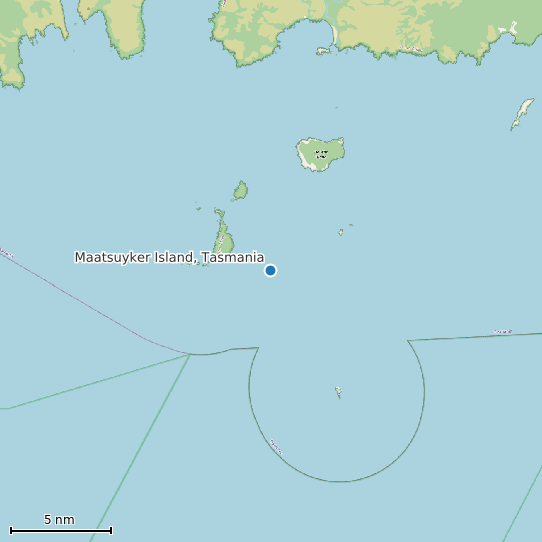 Map of Maatsuyker Island, Tasmania Tide Prediction Station