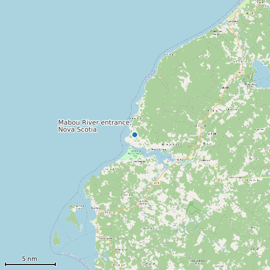 Map of Mabou River entrance, Nova Scotia Tide Prediction Station