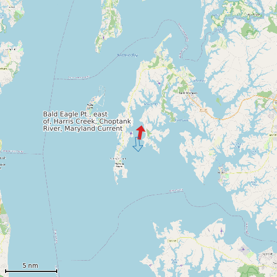 Map of Bald Eagle Pt., east of, Harris Creek, Choptank River, Maryland Current Prediction Station