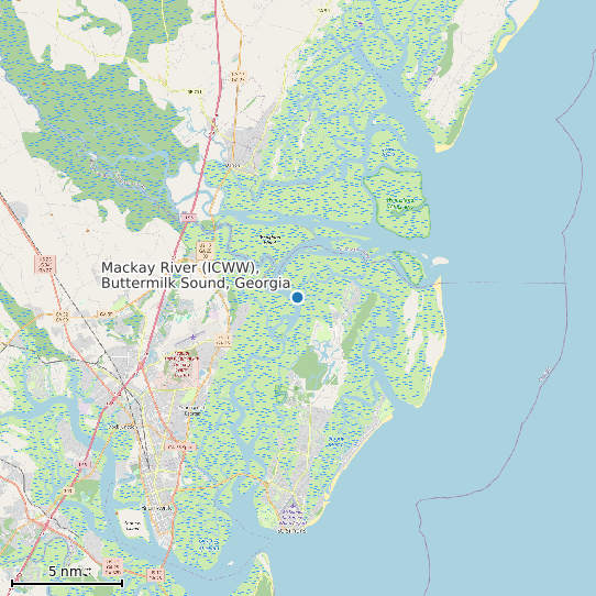 Map of Mackay River (ICWW), Buttermilk Sound, Georgia Tide Prediction Station