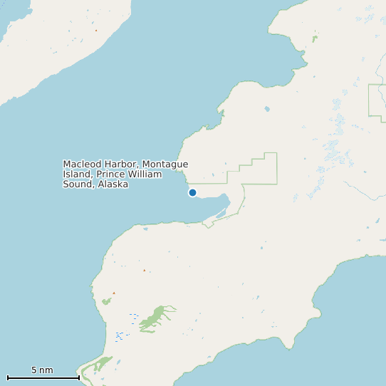 Map of Macleod Harbor, Montague Island, Prince William Sound, Alaska Tide Prediction Station