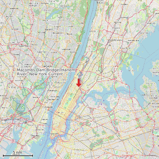 Map of Macombs Dam Bridge, Harlem River, New York Current Prediction Station