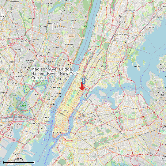 Map of Madison Ave. Bridge, Harlem River, New York Current Prediction Station