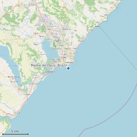 Map of Madre de Deus, Brazil Tide Prediction Station