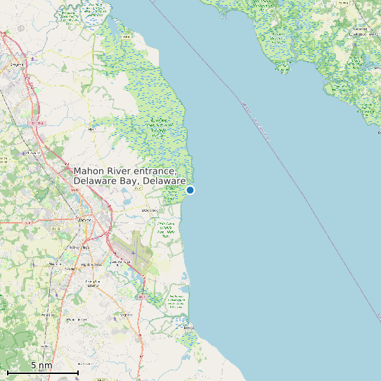 Map of Mahon River entrance, Delaware Bay, Delaware Tide Prediction Station
