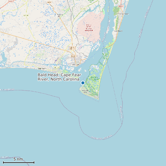 Map of Bald Head, Cape Fear River, North Carolina Tide Prediction Station