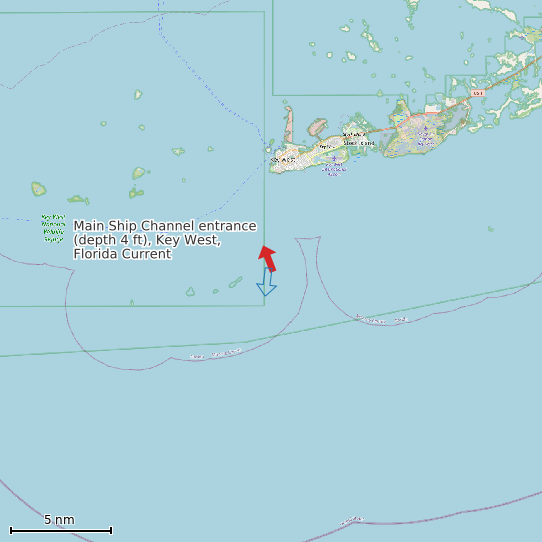 Map of Main Ship Channel entrance (depth 4 ft), Key West, Florida Current Prediction Station