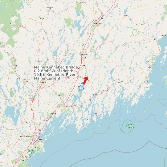 Maine Kennebec Bridge, 0.2 nmi SW of (depth 19 ft), Kennebec River, Maine Current map