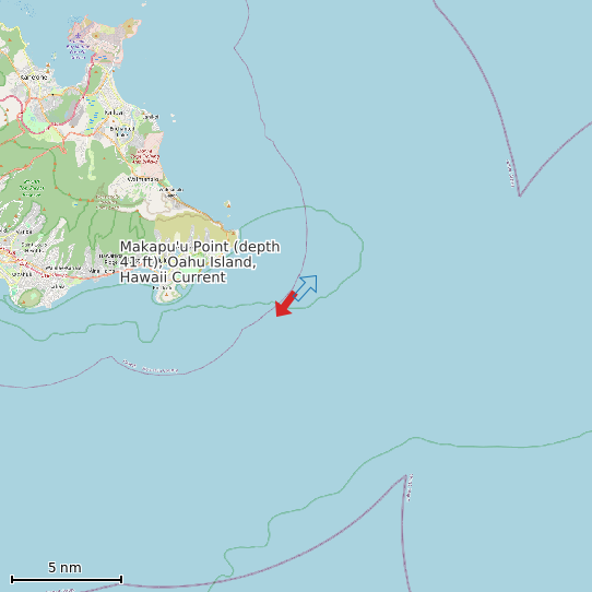 Map of Makapu'u Point (depth 41 ft), Oahu Island, Hawaii Current Prediction Station