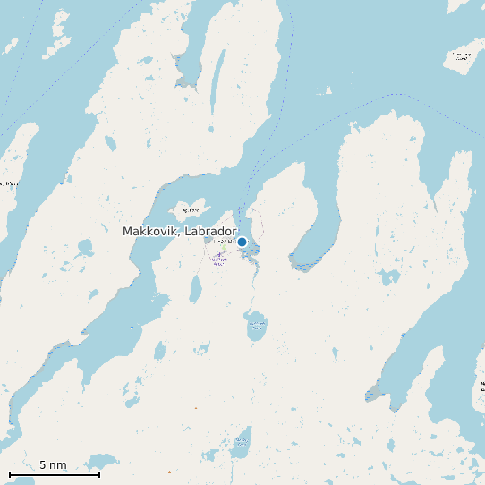 Map of Makkovik, Labrador Tide Prediction Station