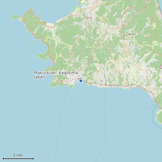 Map of Makurazaki, Kagosima, Japan Tide Prediction Station