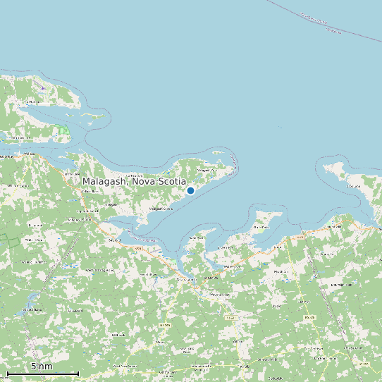 Map of Malagash, Nova Scotia Tide Prediction Station