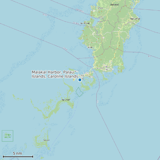 Map of Malakal Harbor, Palau Islands, Caroline Islands Tide Prediction Station