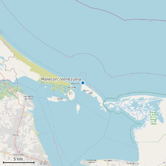 Map of Malecon, Venezuela Tide Prediction Station