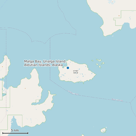 Map of Malga Bay, Unalga Island, Aleutian Islands, Alaska Tide Prediction Station